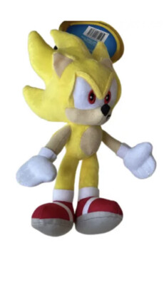Yellow Super Sonic The Hedgehog Figure Plush Doll Keychain Clip Coin Bag Toy 8''