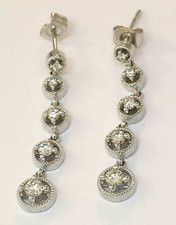 14K WHITE GOLD - DIAMOND (.30Ct) HANGING EARRINGS