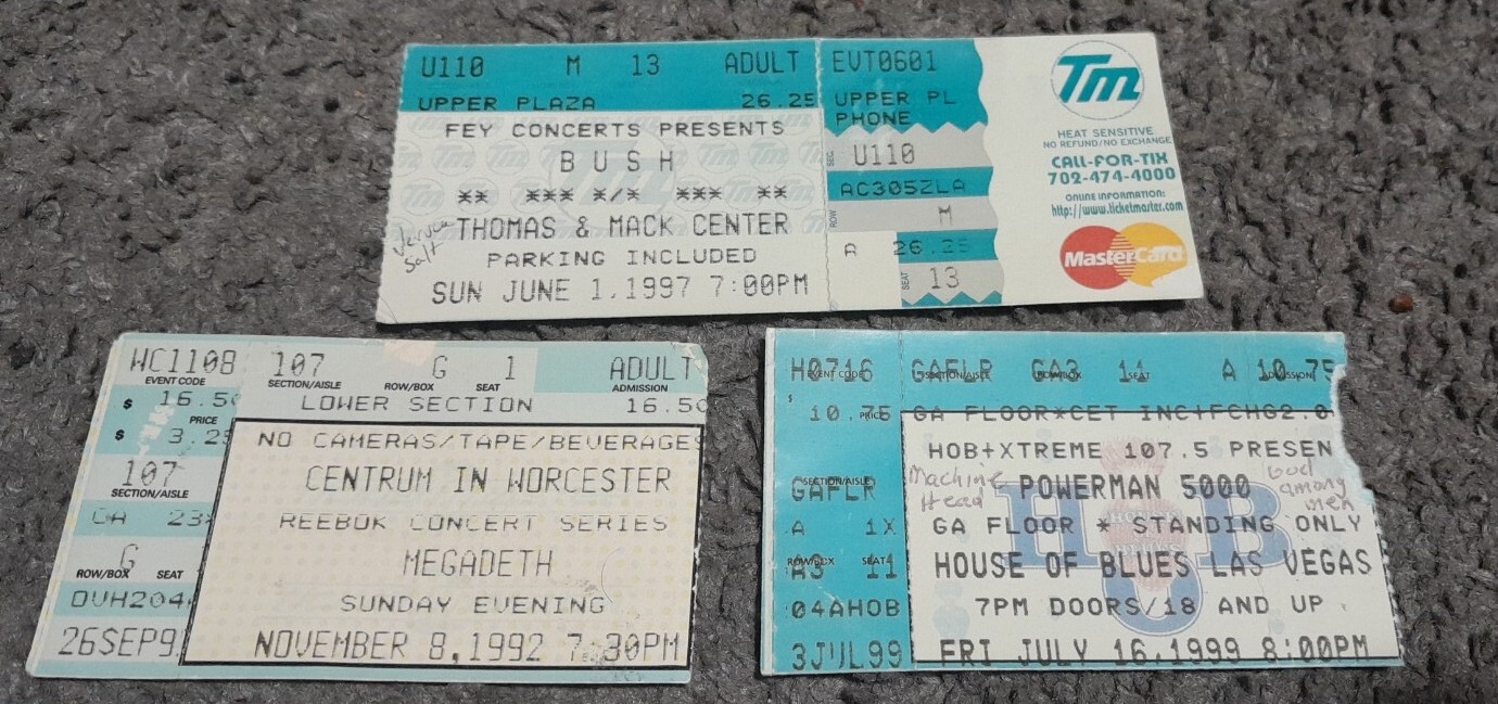 (9) Concert Ticket Stubs Lot🤘Metal/Rock🤘 eBay