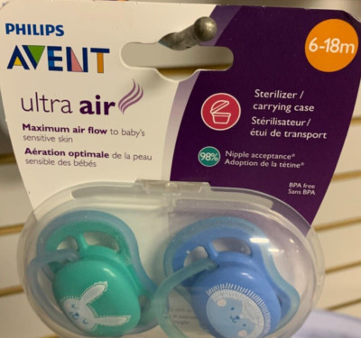 Philip Avent-Ultra air-6-18m-Pacifier-new-Bunny+B3
