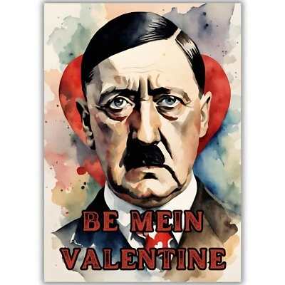 HANDMADE Divertida Tarjeta de San Valentín, Adolf Hitler, Be Mein Valentine, Humor Oscuro Histórico