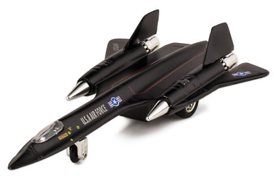 8'' Black Air Force SR-71A Blackbird Die Cast Jet Plane Toy Pull Back Action