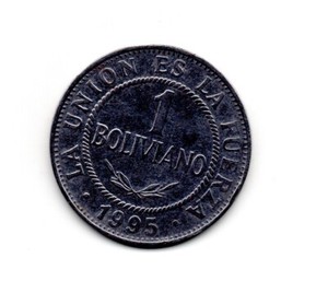 Bolivia 1995, un boliviano, national coat of arms, accept offers