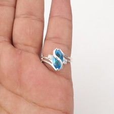 Swiss Blue Topaz Gemstone 925 Sterling Silver Designer Jewelry Ring For Wedding