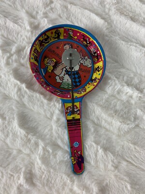 Vintage Tin Lithographed Dancers Noisemaker Two Sided Clanger