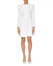 Ted Baker Fashal White Ruffle Long Sleeve Mini Dress, Size Small (2)