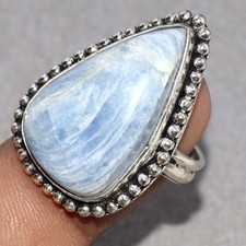 Blue Kyanite 925 Silver Plated Handmade Ring US 7.5 Well Made Gift JW