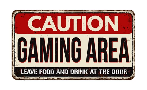 Caution Gaming Area Funny Warning Danger Sign Self Adhesive Vinyl Sticker