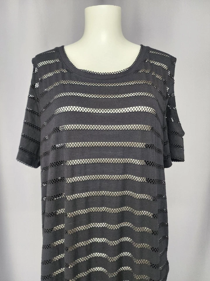 Vestido de baño Calvin Klein para mujer L XL negro malla rayas transparente cubierta de playa Foto 4 de 4