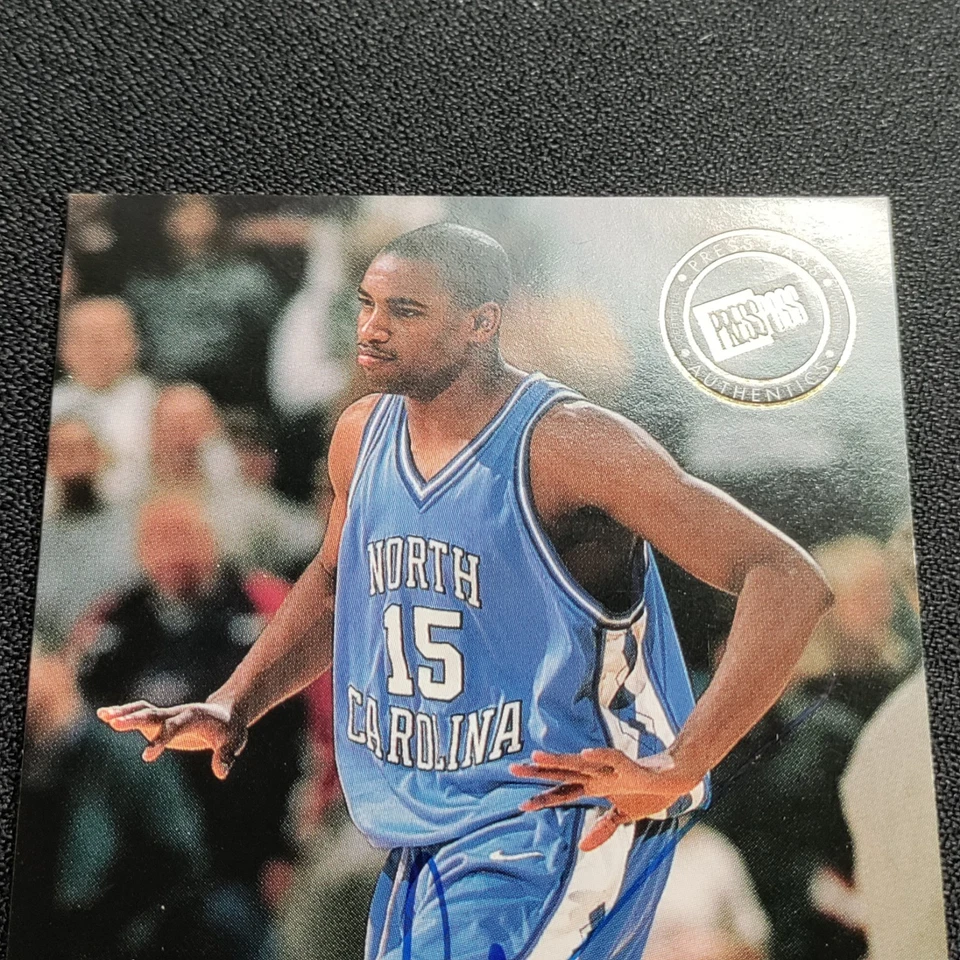 Vince Carter EN TARJETA AUTOMÁTICA 1999 Pase de Prensa Autógrafo Firma Carolina del Norte Foto 3 de 4