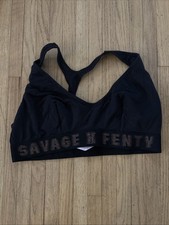Savage X Fenty Women Sports Bra Black 2X Bralette Pullover AOP Print Unlined