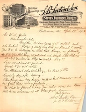 1902 S B Sexton & Son Baltimore Stove Range Manufacturer Business Letterhead