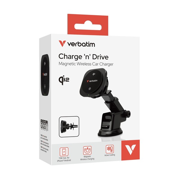 Verbatim 31861 Verbatim Charge 'N' Drive Qi2 Magnetic Wireless Charger-image