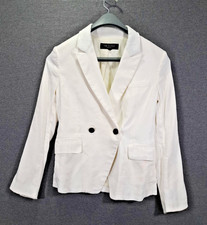 rag bone New York White Double Breasted Linen Blend Blazer Jacket Women