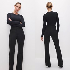 169 NEW Good American SZ 12 Black Scuba Flare Leg Trousers 34 Inseam