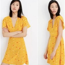 Madewell Allie Vintage Painted Carnations Silk Belladonna Mini Dress Size 4