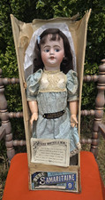 ANTIQUE FRENCH BEBE SAMARITAINE MARCHEUR PARLANT SIZE 9 SFBJ ORIGINAL BOX c.1900