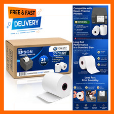 3 1/8 x 230 Thermal Receipt Paper Rolls for Epson POS Printers BPA Free