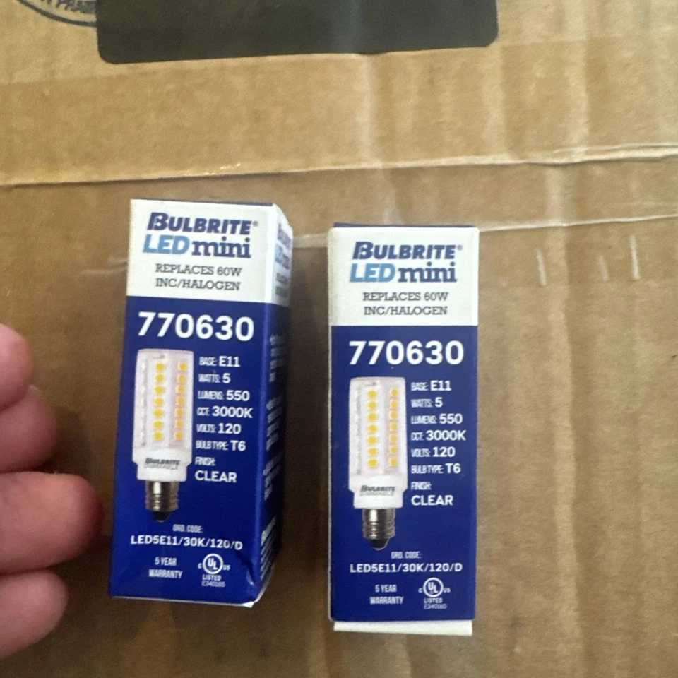 2x Bulbrite LED Mini Model 770630- 60W Halogen Replacement - E11 Base, Bulb T6 - Image 4 of 4