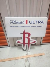 Michelob Ultra Ribbon Houston Rockets Nba Metal Tin Tacker Beer Bar Pub Sign 