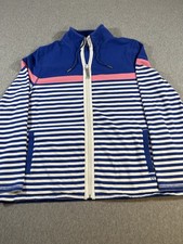 T by Talbots Women's Full Zip Blue White Stretch Jacket Size XL Lightweight