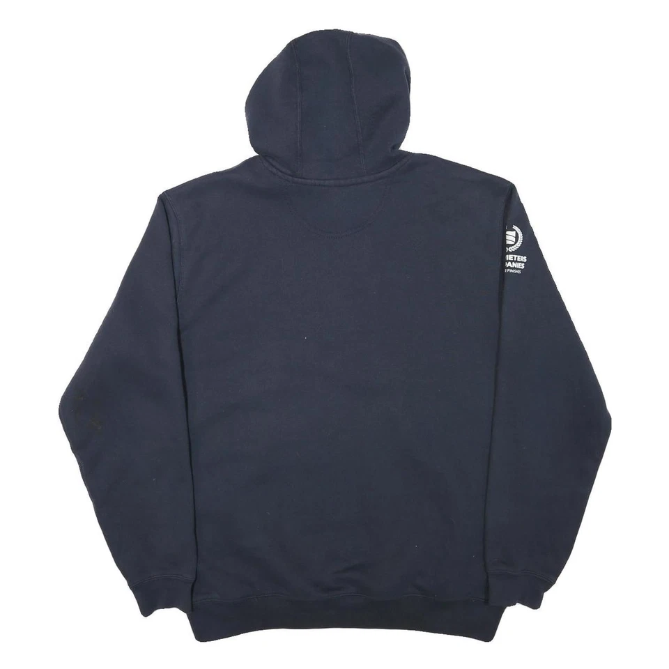 CARHARTT Hoodie Sweatshirt Bleu Marine Coton Mélange Logo Pullover L - Photo 3/4