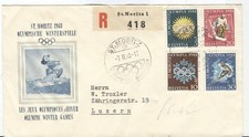 SWITZERLAND Olympic Games St. Moritz 1948 Reg. cover with Olympic cancel