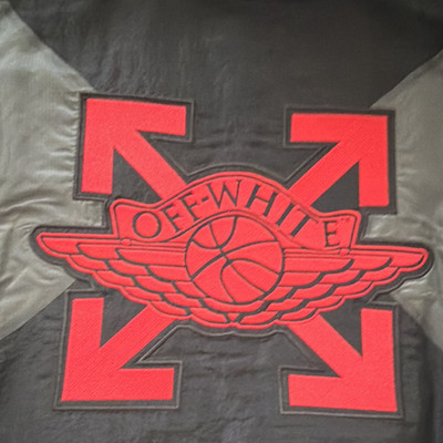 Jordan x Off-White Bomber Jacket Embroidered Logo Black Gray Red Men's Large