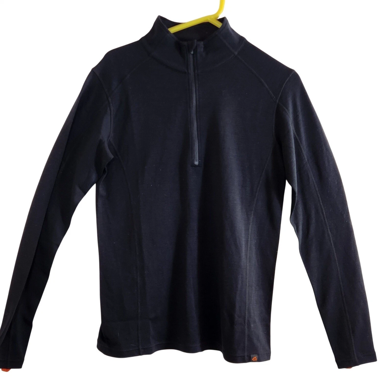 Point6 Mens Merino Wool 1/4 Zip Base Layer Pullover Black Sz Small Gorpcore Top