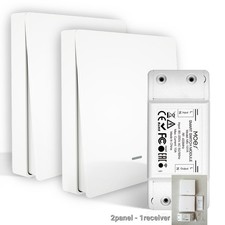 RF Light Switch Kit Wall MOES 10A Wireless No Wiring [2 Panels 1 Receiver] White