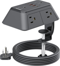 Desk Clamp Power Strip 10Ft, Surge Protector Desk Charging Station with 6 AC Out
