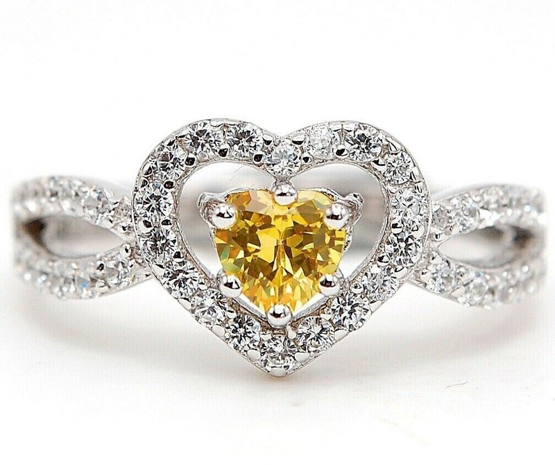 1CT Heat Treated Yellow Topaz 925 Sterling Silver Ring Jewelry Sz 8 N3-4