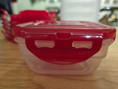 Lock & Lock 8 oz Food Storage Containers Set of 7 Red LIds BPA-Free New #HPL 351