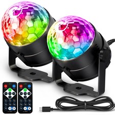 Disco Ball DJ Party Lights Sound Activated with Remote Control Strobe Lamp 7 ...