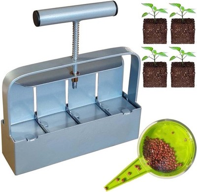 Handheld Soil Blocker Tool Kit 4 Cell Heavy Duty 2 Inch Seed Starter Soil Block