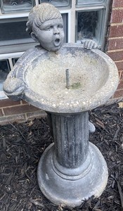 1975 Henri Studios Boy with Ice Cream Cone Garden Fountain Statue Large Birdbath