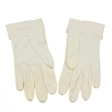 Collectible White Nylon French Lace Lined Mid Century Shortie Gloves