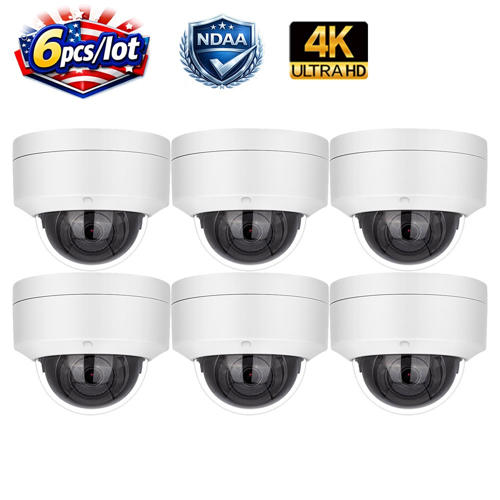 6pcs Vikylin 4k 8MP Security Dome IP Camera PoE MIC IR 30m C