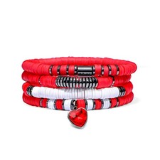 Red Surfer Heishi Clay Bead Bracelets for Women Bohemian Stackable Gold Beaded S