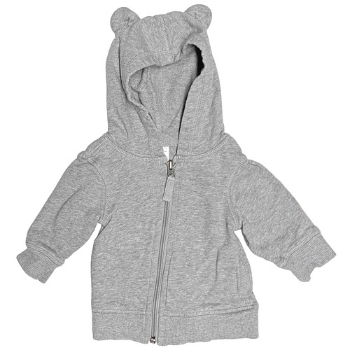 Hanna Andersson French Terry Bear Hoodie Size 3-6 Months Gray Organic Cotton