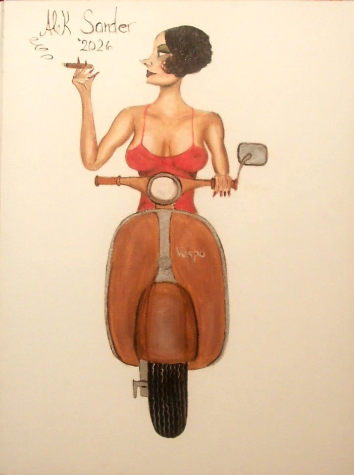 Manufaktur Alek Sander naive Madame Vespa Goldene 20er Jahre Babylon Berlin BMW - Bild 1 von 1