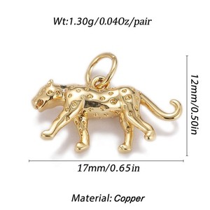 Authentic 2PCS 18K Gold Plated Jaguar, Leopard Charm Pendant, CZ Pave 12X17mm GYJ66