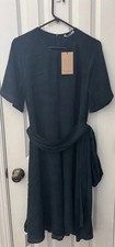 Mm Lafleur Green Belted 100 % Silk Zip Back Dress belt   NWT Medium dressy 