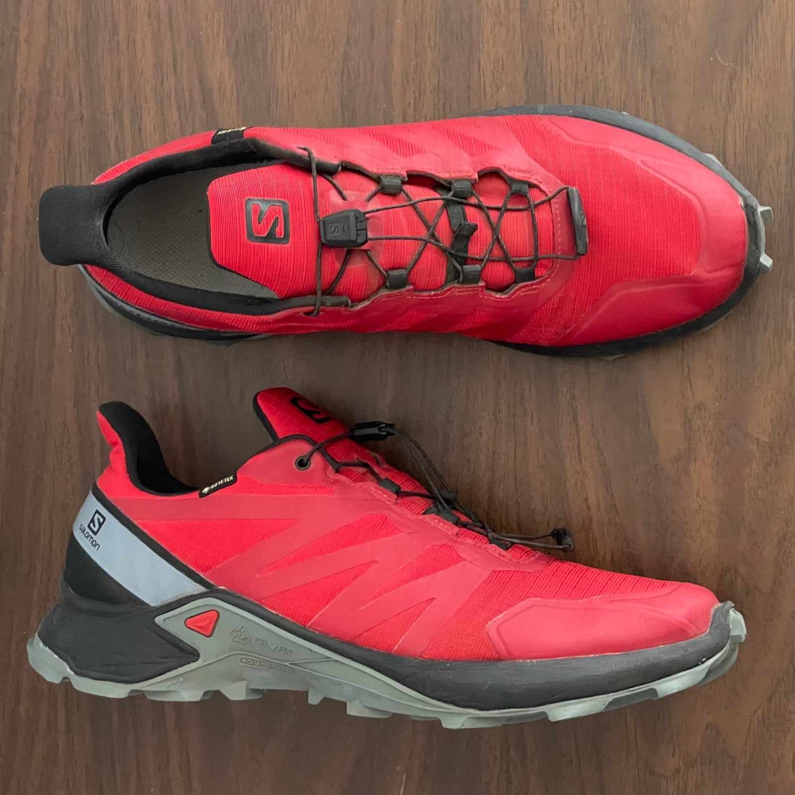 Scarpe da trail running Salomon Super Cross GTX basse da uomo 11 5 rosse Contagrip QuickTie