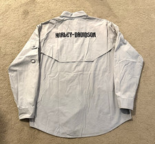 Harley Davidson Vented Cotton Snap Jacket Tan Spell Out Mens Size Large EUC