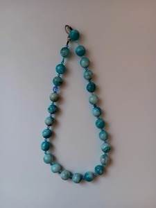 Georgous Genuine Larimar & Swarovski Crystals Semi Precious 12 Mm Beads 17 "