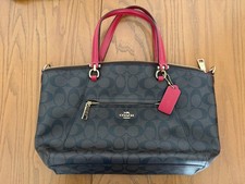 Genuine Coach Praire Crossbody Bag In Signature Canvas With Red read Description
