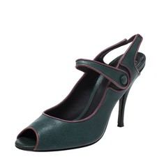 Dolce & Gabbana Green Leather Mary Jane Peep ...