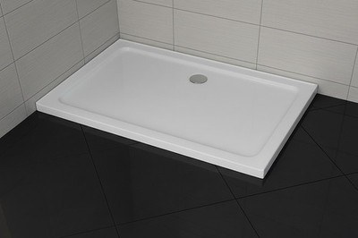 1100 x 900 mm Slimline Steinharz Duschwanne 30 mm Rechteck Feuchtraumfrei Ablauf