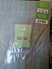 Dunelm Zia Charcoal 3 In 1 Header Unlined Curtains 90"x90" (228cmx228cm)